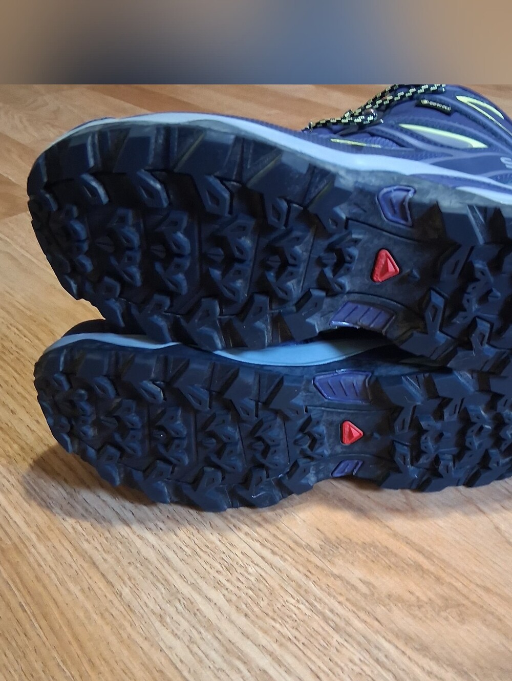 Salomon Men's Purple-Blue Hiking Boots with Yellow Accents - Picture 7 of 9